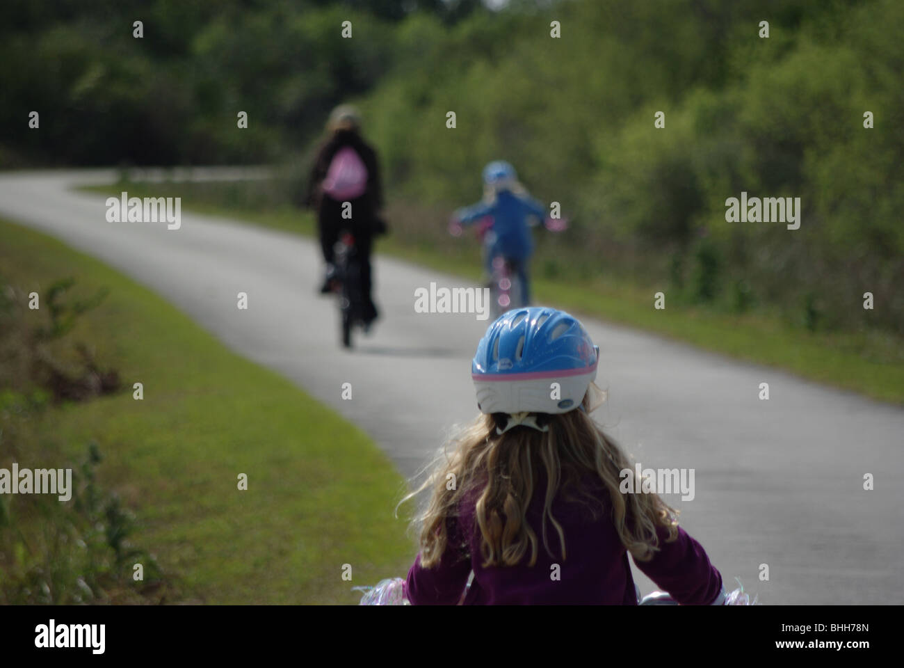 Familie auf einer Radtour Reiten in den Everglades National Park, Florida, USA Stockfoto