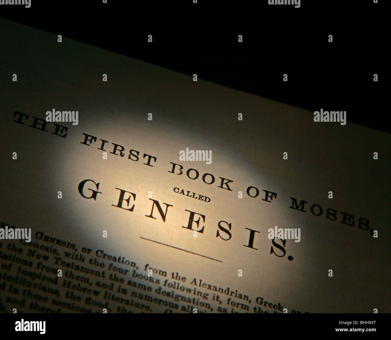 Altes Testament Genesis-Titelseite Stockfoto