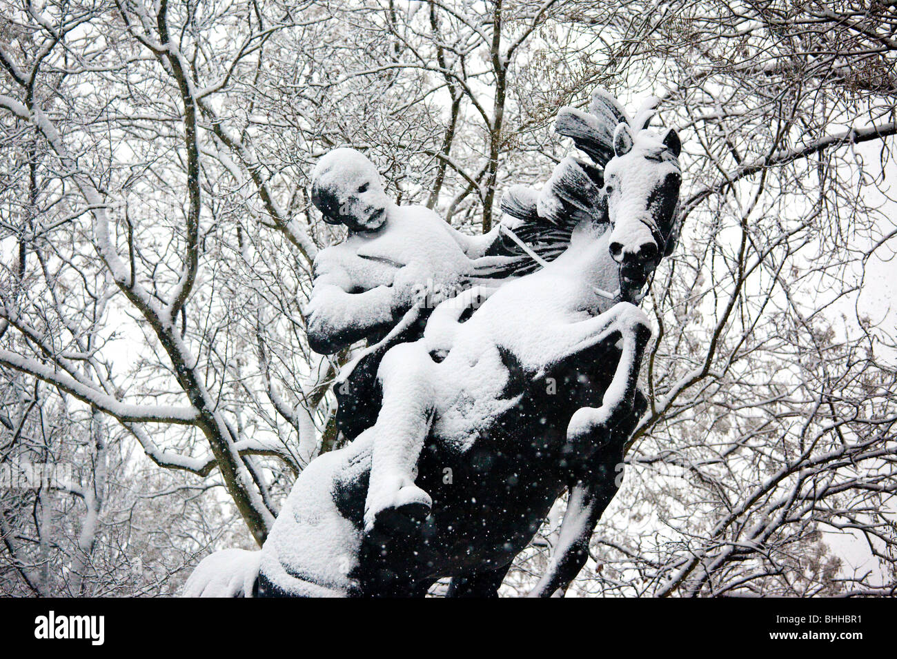 Statue von Jose Marti auf dem Pferderücken in Central Park in New York City Stockfoto