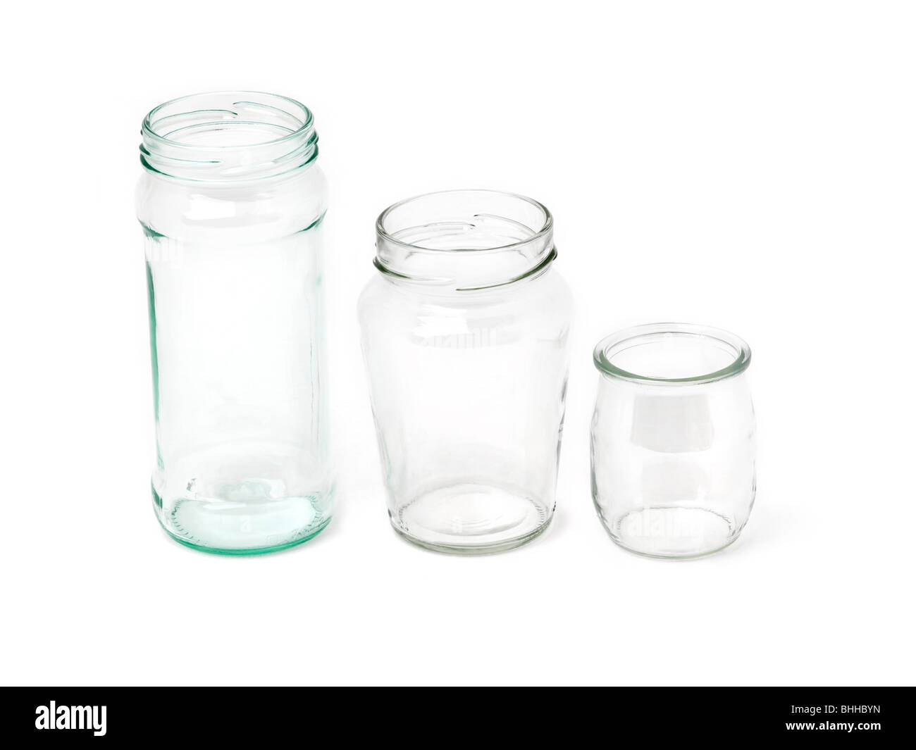 Drei leere Marmeladengläser Stockfotografie