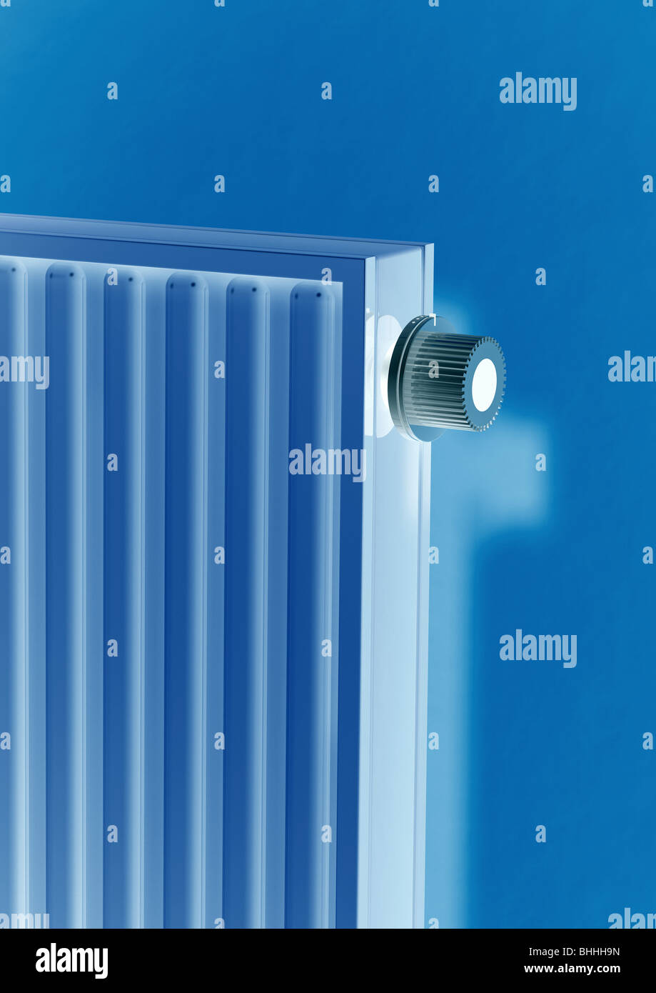 kalte Heizkörper mit Themostatic Ventil - Kalter Heizkoerper Mit Thermostatventil Stockfoto