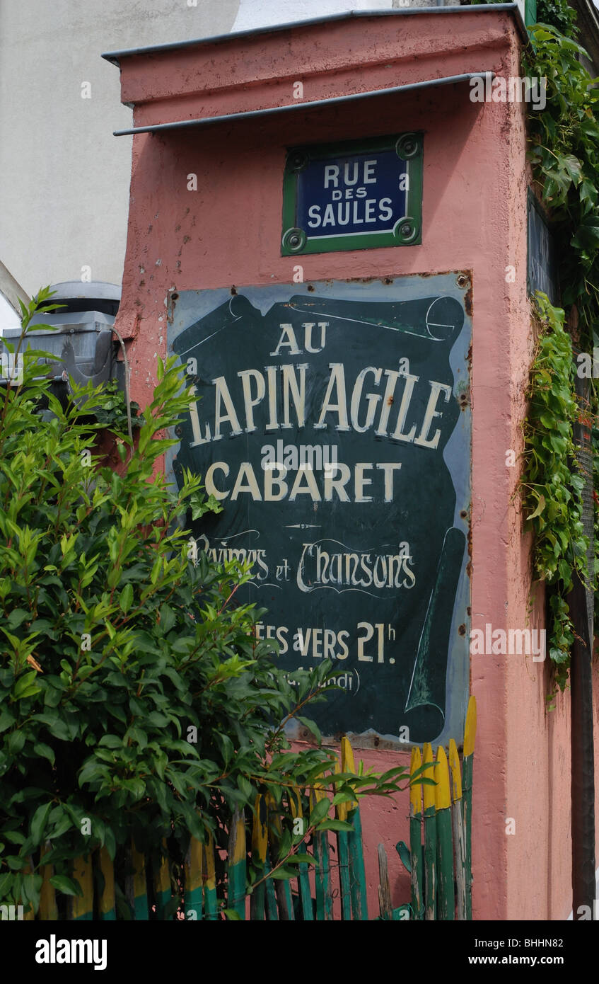 Zeichen für Au Lapin Agile Kabarett in Montmartre Paris Stockfoto