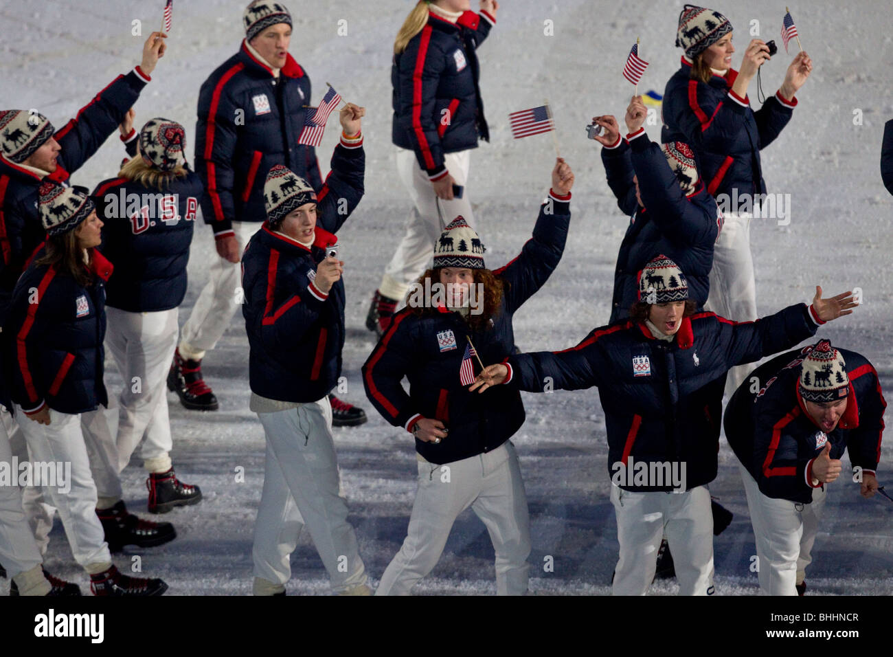 Shaun White und anderen USA-Athleten bei der Eröffnungsfeier der Olympischen Winterspiele 2010 im marschieren Stockfoto