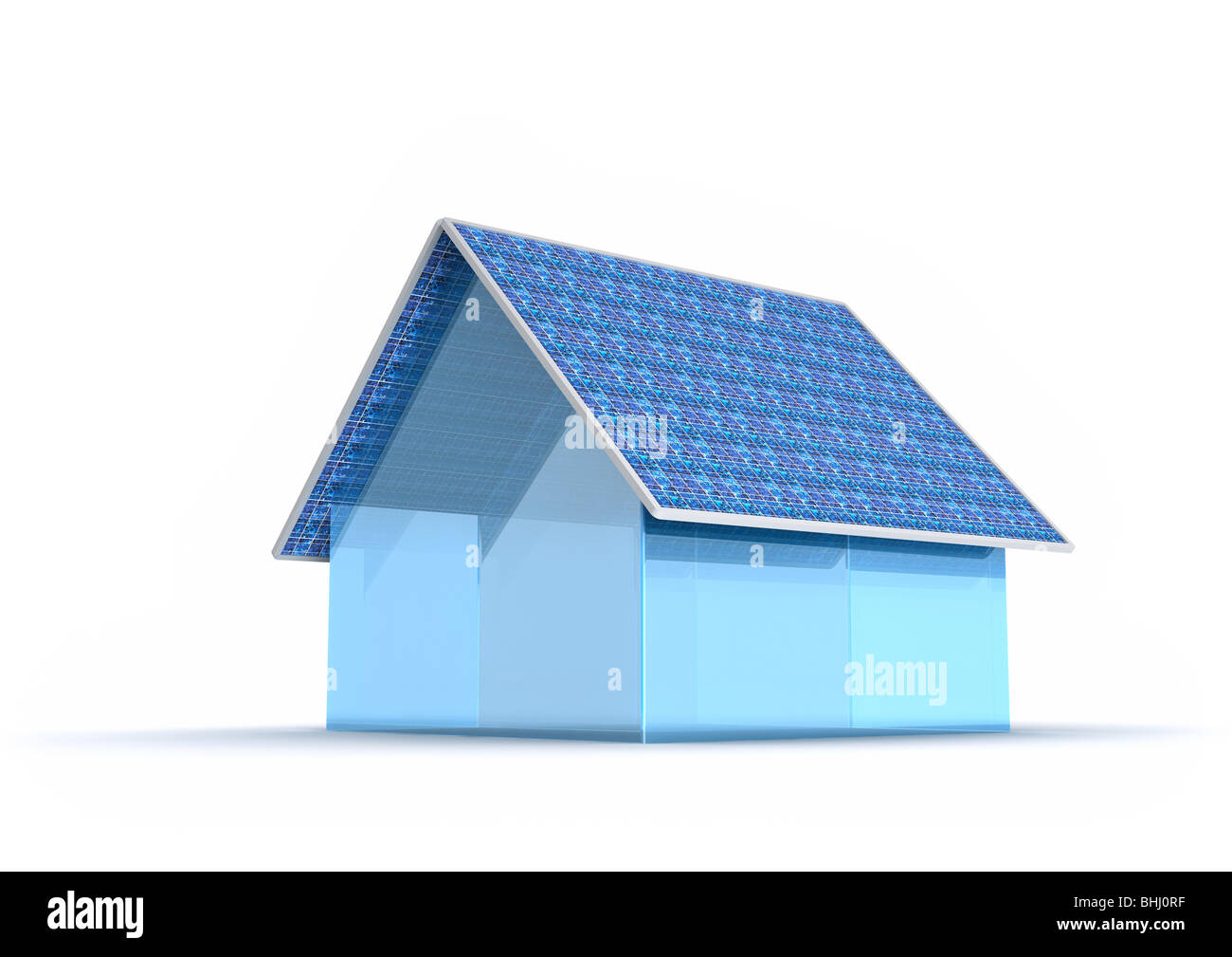 Solar-Energie-Haus - Solarstrom / Solarhaus Freisteller Stockfoto