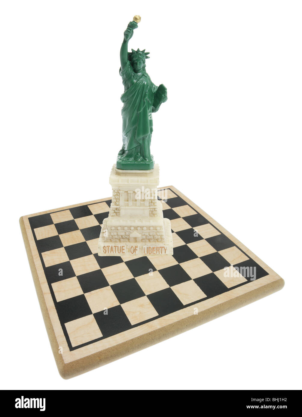 Freiheitsstatue und Schachbrett Stockfoto
