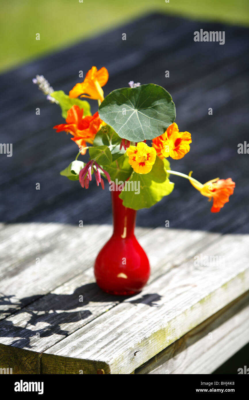Blumen auf dem Tisch Stockfoto