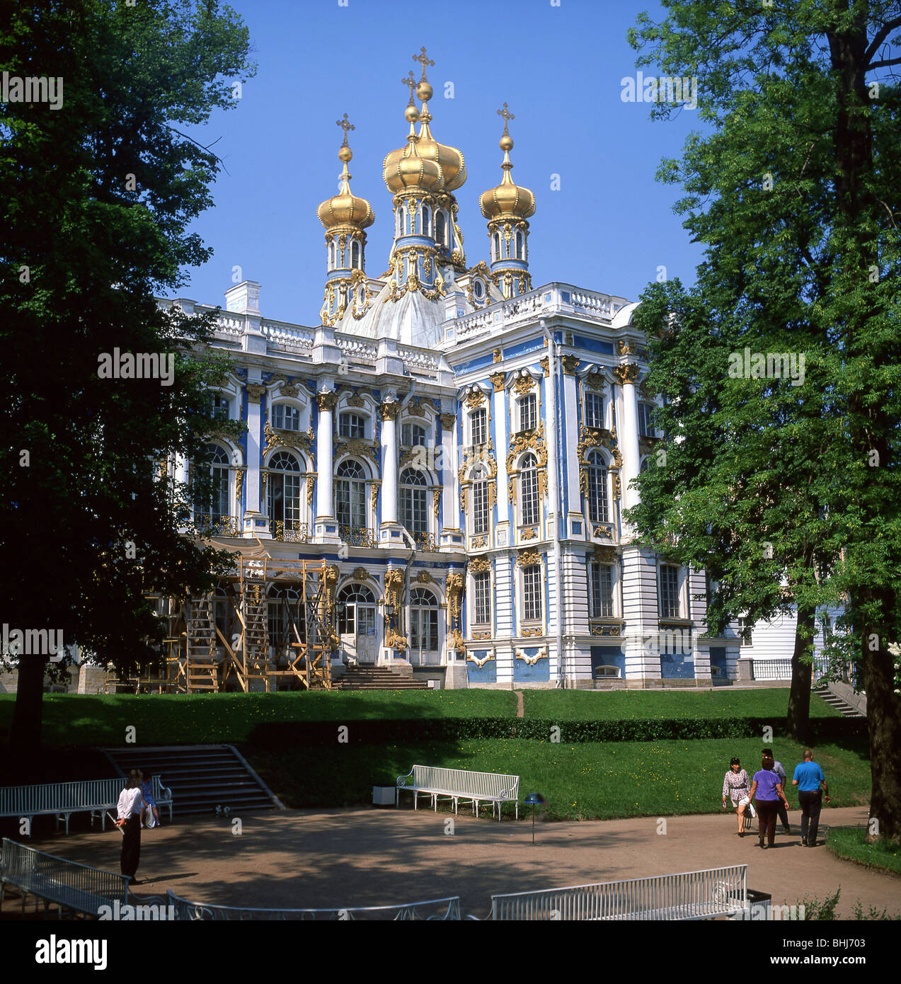 Der Katharinenpalast und -Gärten, Puskin, Nordwesten, Sankt Petersburg, Russland Stockfoto