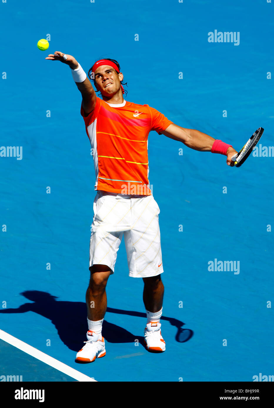 Rafael Nadal aus Spanien bei den Australian Open 2010 in Melbourne, Australien Stockfoto