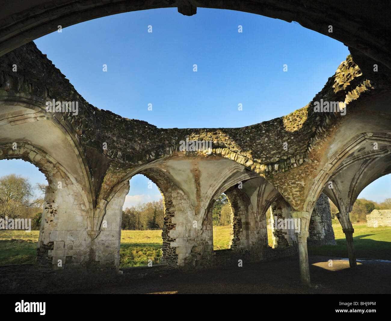 Die Ruinen der Waverley Abtei. Stockfoto
