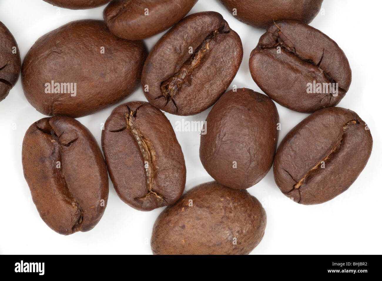 Gerösteter Kaffeebohnen hautnah Stockfoto