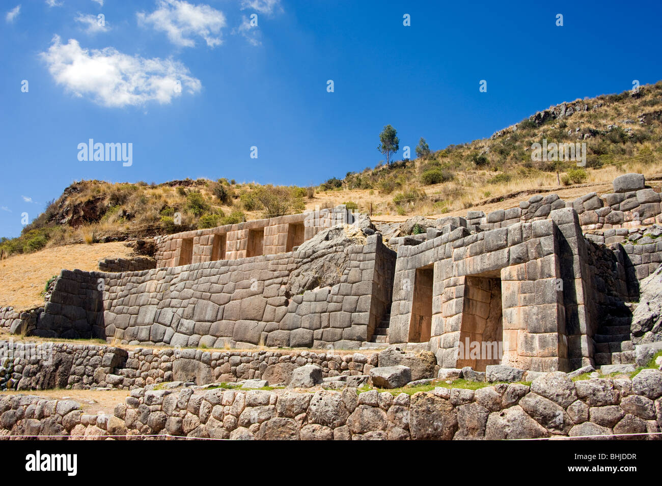 Inka-Ruinen in Tambo Machay in der Nähe von Cuzco, Peru Stockfoto