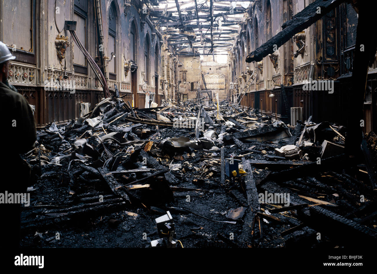 Ein Brandschaden an der St. George's Hall, Schloss Windsor, Windsor, Berkshire, 1992. Artist: Unbekannt Stockfoto