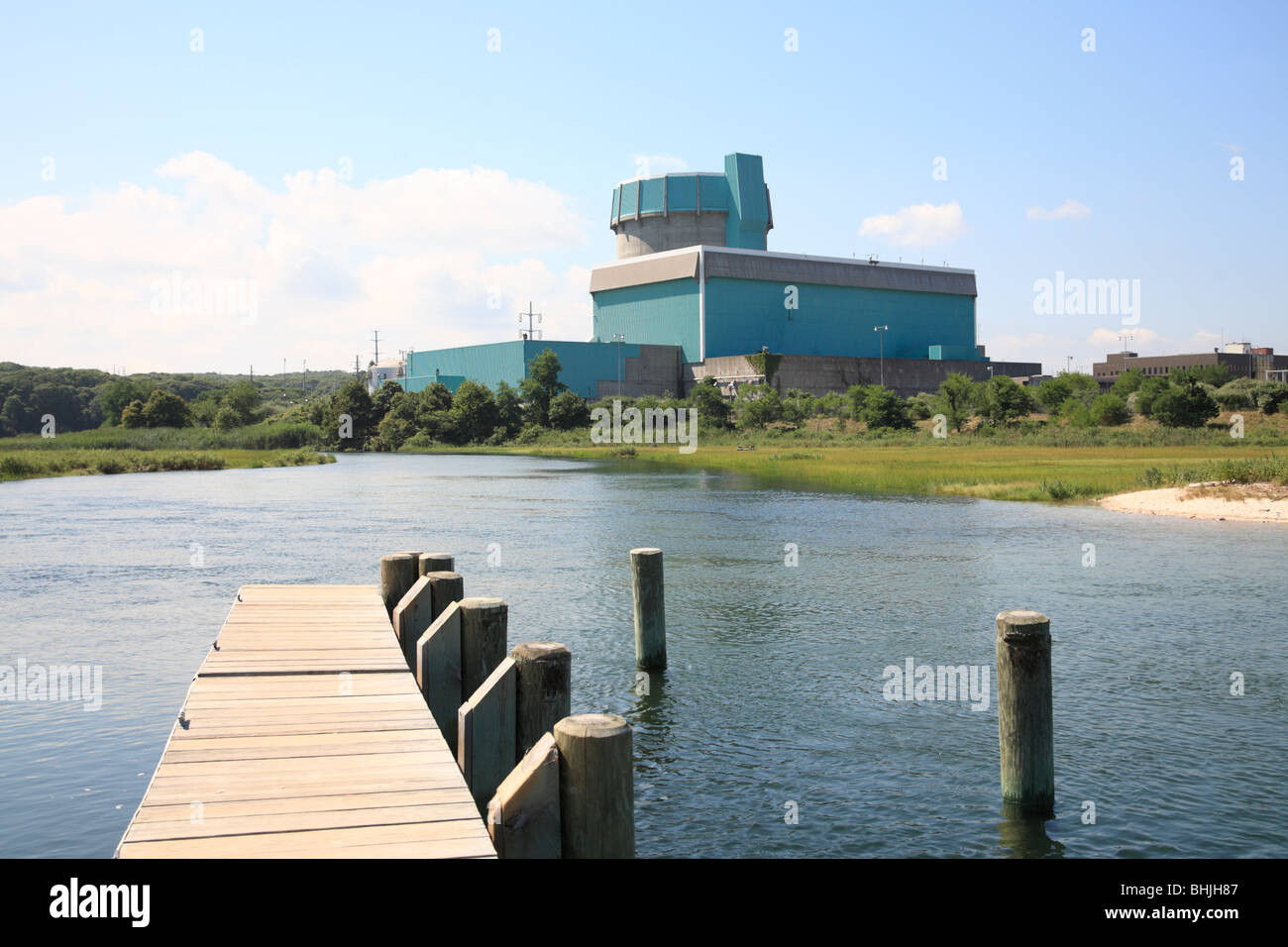 Shoreham Nuclear Power Plant, außer Dienst gestellt, nach Protesten auf dem Höhepunkt der Bewegung No Nukes, Long Island, New York Stockfoto
