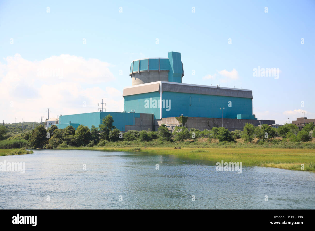 Shoreham Nuclear Power Plant, außer Dienst gestellt, nach Protesten auf dem Höhepunkt der Bewegung No Nukes, Long Island, New York Stockfoto