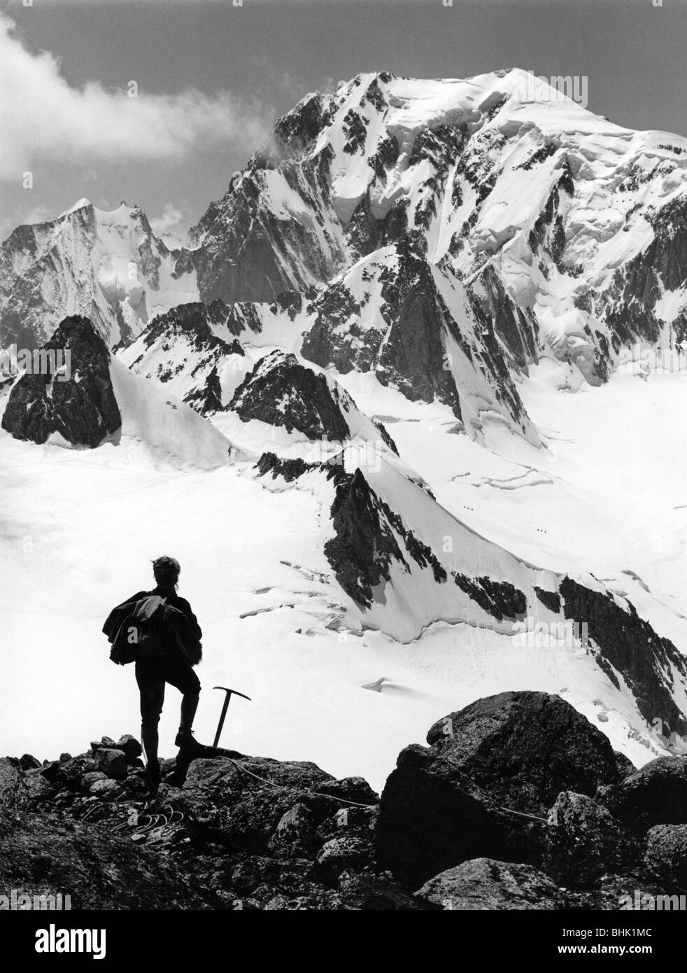 Geographie/Reise, Frankreich, Landschaft/Landschaften, Blick auf Glacier de Geant und den Mont-Blanc, ca. 1960er Jahre, Stockfoto