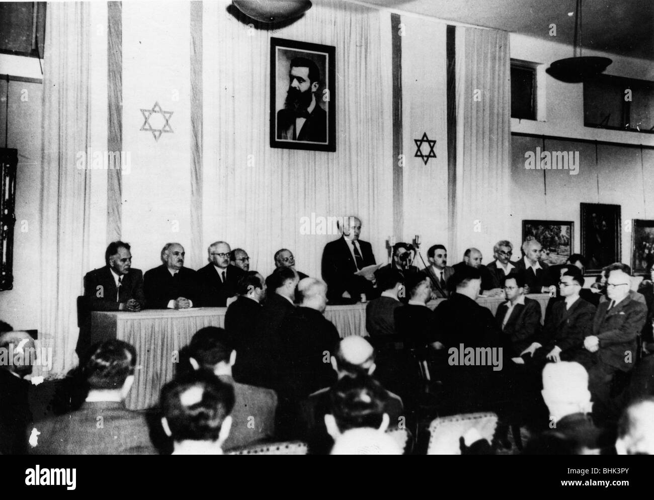 David Ben Gurion (1886-1973) verkündet der unabhängigen jüdischen Staat, 1948. Artist: Unbekannt Stockfoto