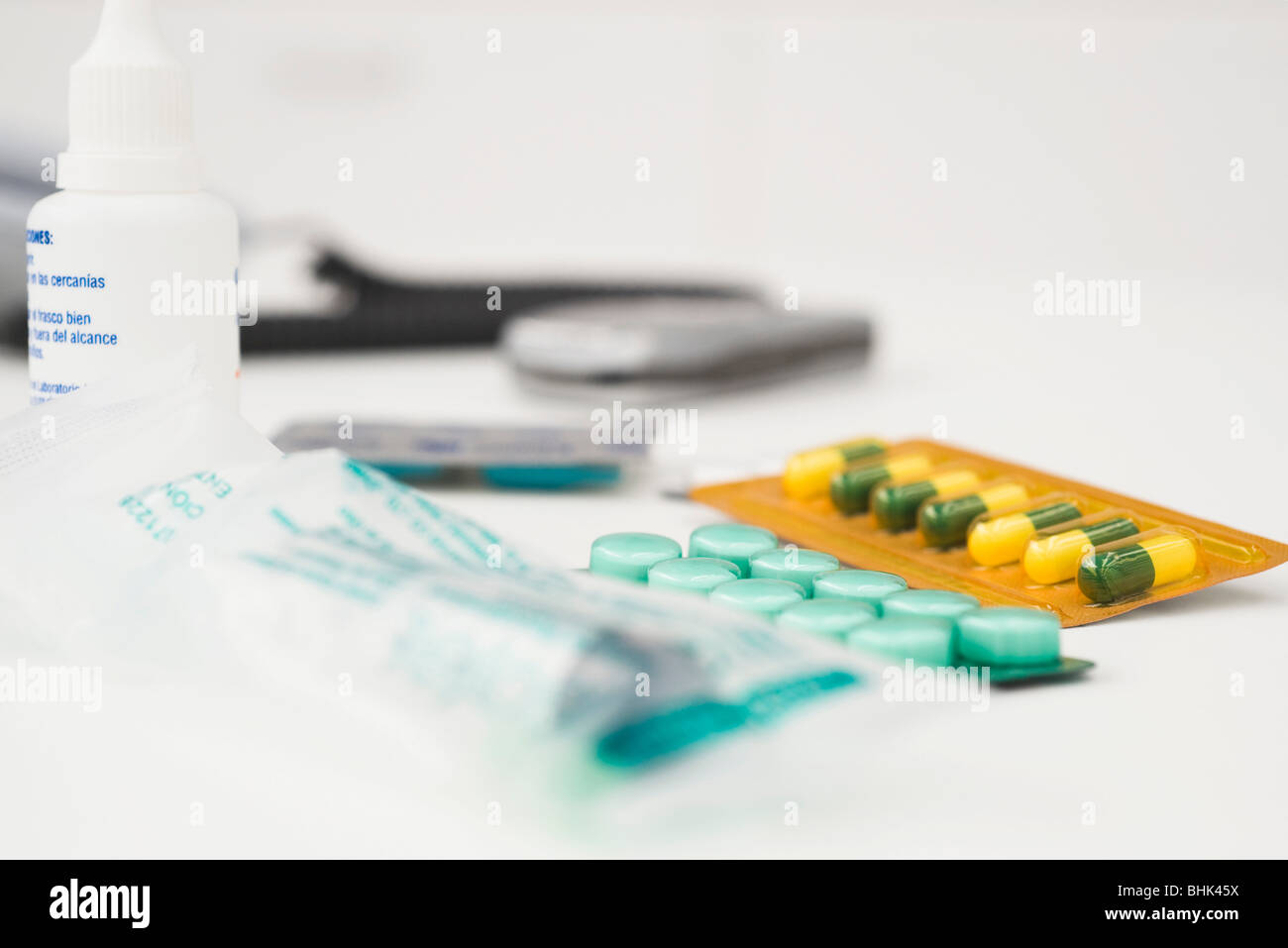 Blister-Verpackungen von verschreibungspflichtigen Medikamenten Stockfoto