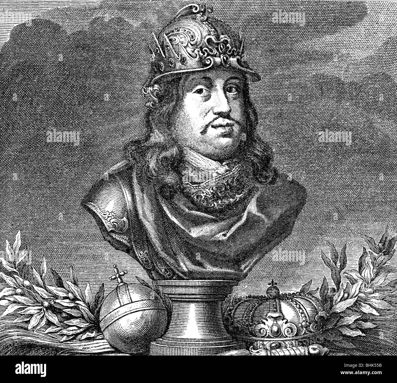Karl X Gustav, 8.11.1622 - 23 2.1660, König von Schweden 16.6.1654 - 23.2.1660, Porträt, Büste, Kupferstich, 1663, Artist's Urheberrecht nicht gelöscht werden Stockfoto