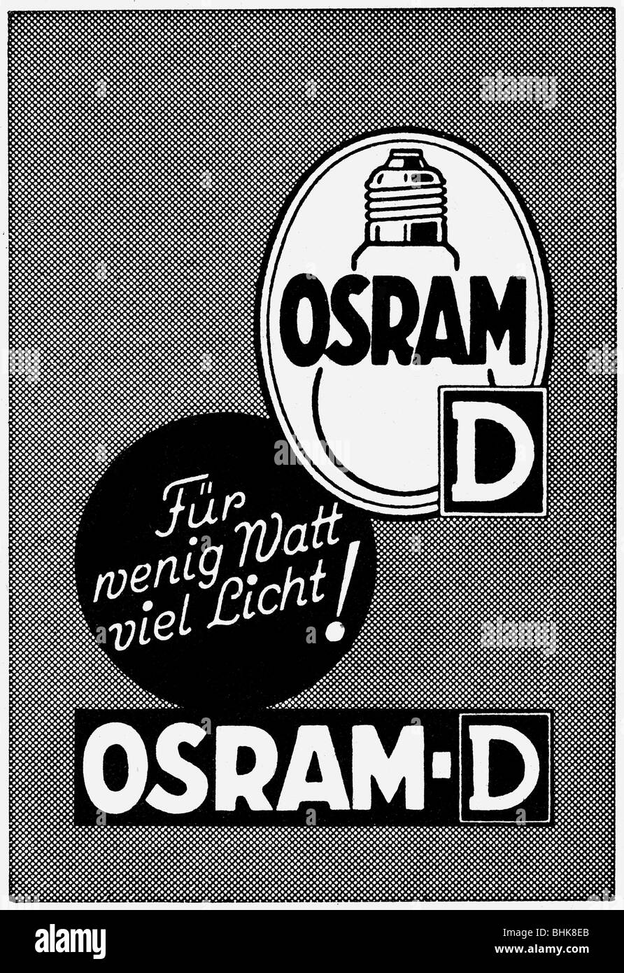 Werbung, Haushaltswaren, Glühbirnen, Osram D, Werbung, "Atlantis", Februar 1942, Stockfoto