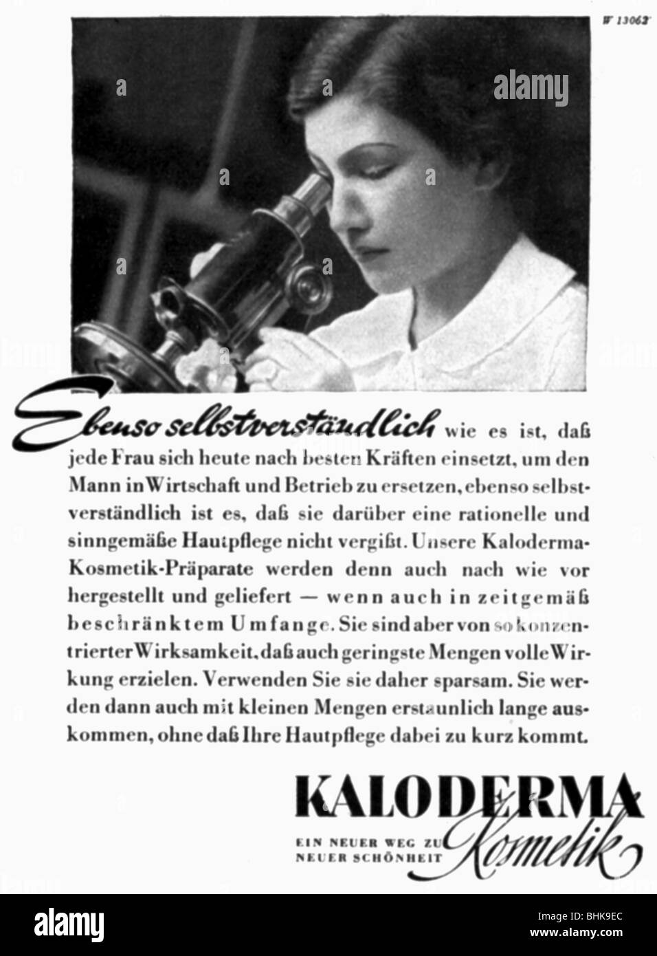 Werbung, Kosmetik, Kaloderma, Werbung, "Atlantis", Februar 1942, Stockfoto