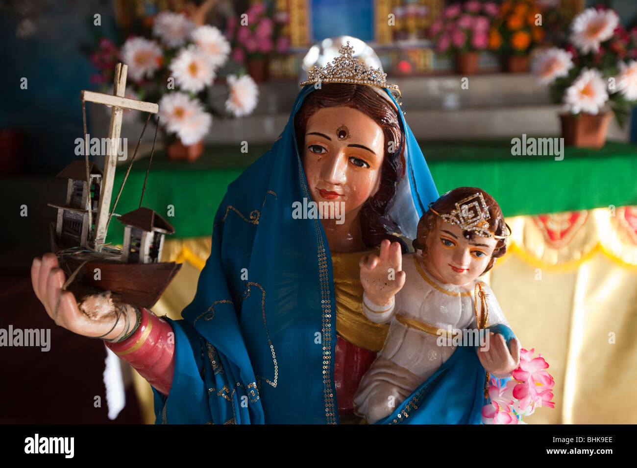 Indien, Kerala, Kovalam, Vizhinjam Dorf, alte Str. Marys Kirche unserer lieben Frau von den Reisen Stockfoto