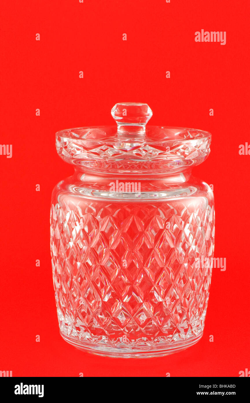Kristall Glasschüssel mit Deckel Stockfoto