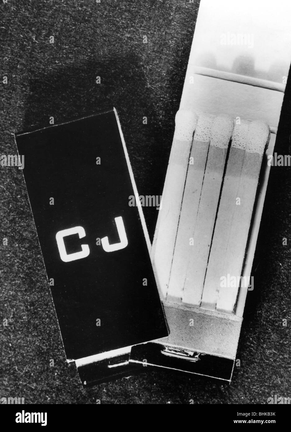 Juergens, Curd, 13.12.15 - 18.6.1982, deutscher Schauspieler, Streichholzschachtel mit seinen Initialen, 1950er Jahre, Stockfoto