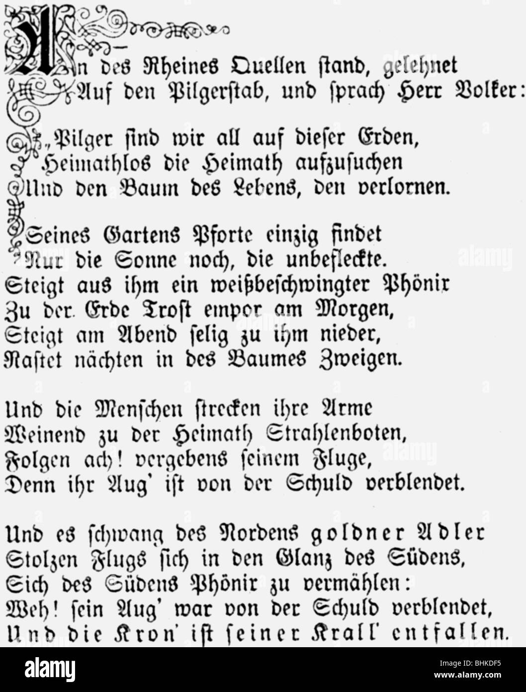 Pape, Joseph, 4.4.304 - 16.5.1898, deutscher Autor/Schriftsteller, Werke, episches Gedicht "Der treue Eckart" (Der Treue Eckart), Anfang, Friedrich Cazin Verlag, Münster, Deutschland, Stockfoto