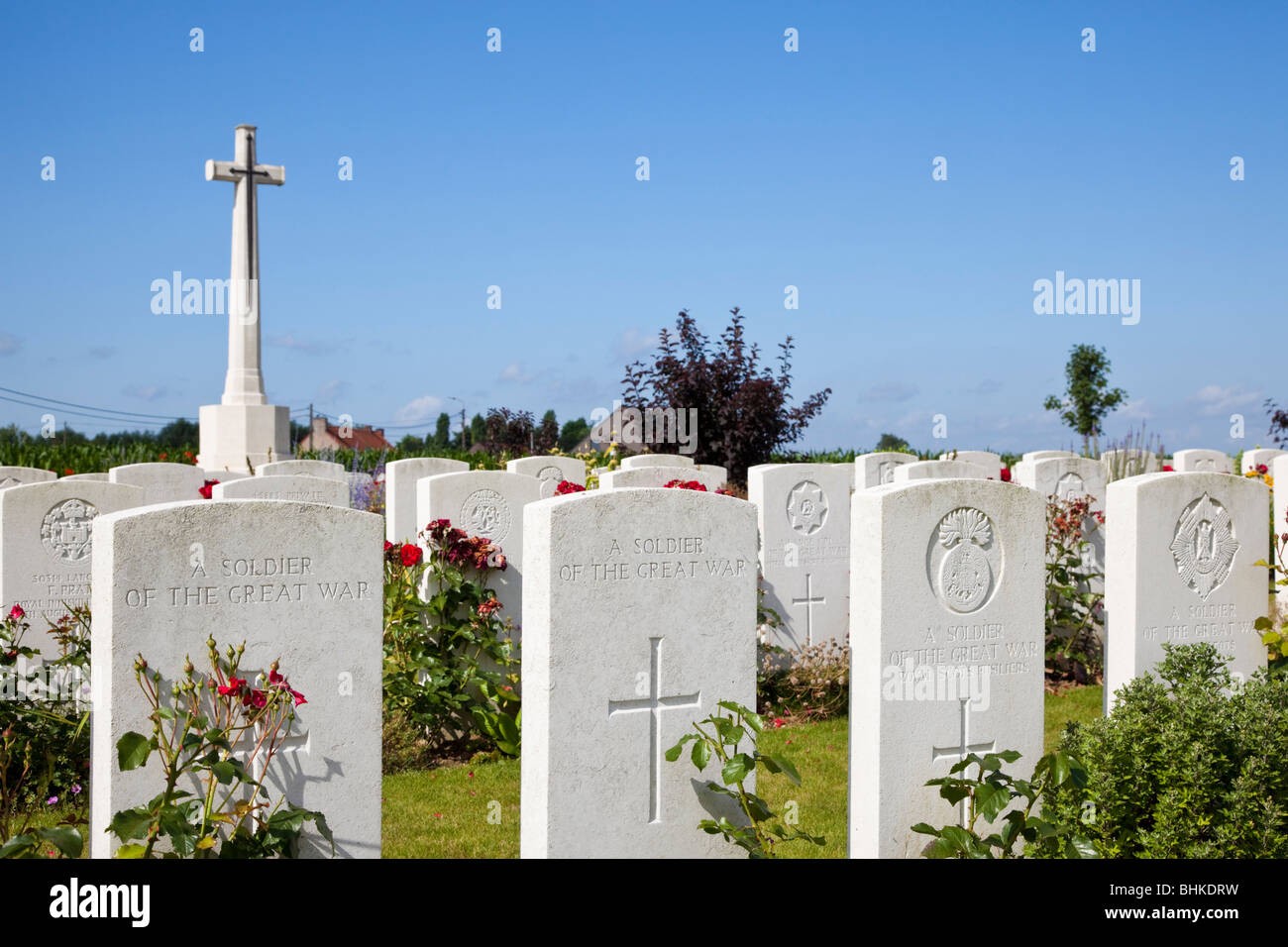 Dochy Farm WW1 britischen Soldatenfriedhof, Ypern, Flandern, Belgien Stockfoto