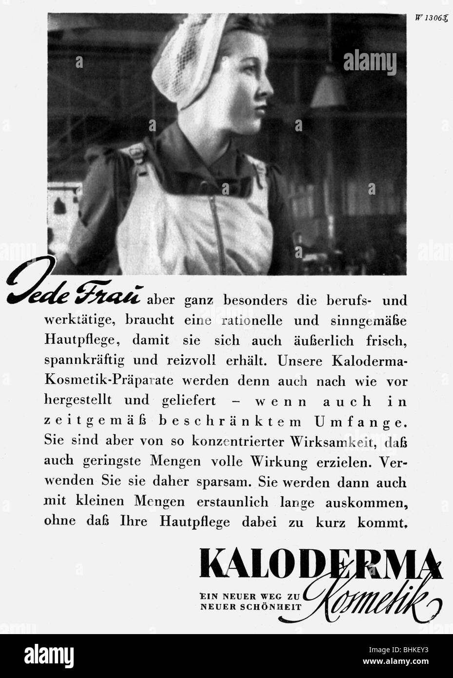 Werbung, Kosmetik, Kaloderma, Werbung, Deutschland, 1942, Stockfoto