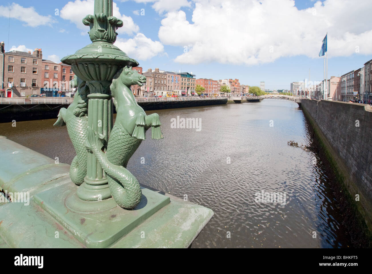 Die Seepferdchen auf Grattan Brücke Dublin Irland Stockfoto