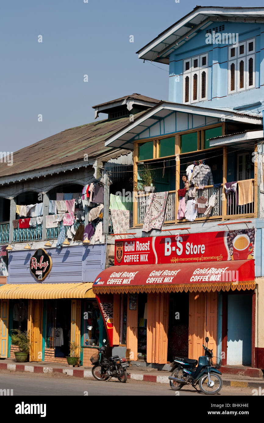 Pyin OO Lwin High Street im Shan-Staat, Myanmar (Burma) Stockfoto