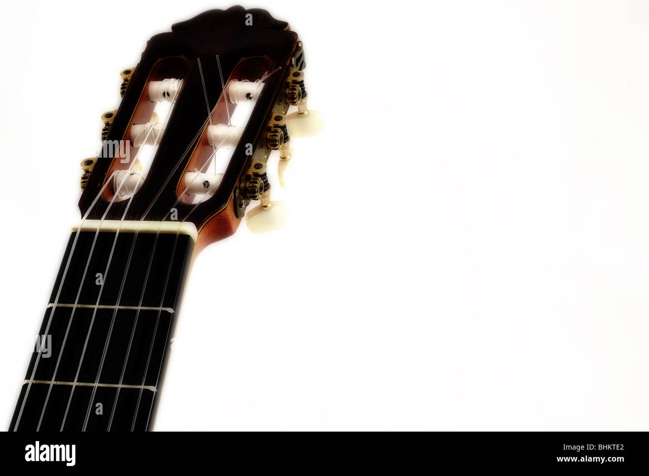 isolierte klassische Gitarre auf der einen Seite das Bild mit Bild-Effekt Stockfoto