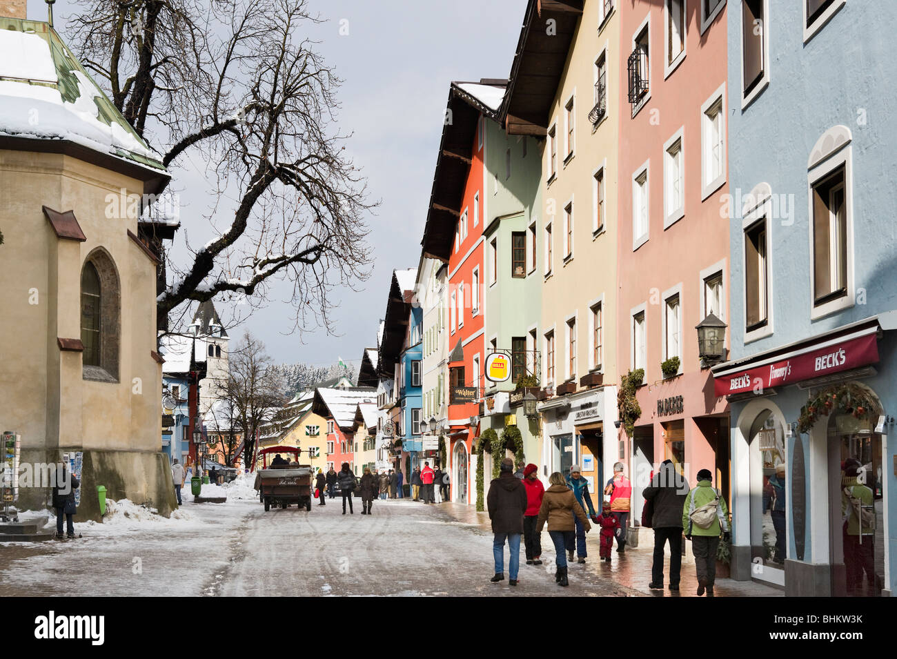 Vorderstadt im Zentrum der alten Stadt, Kitzbühel, Tirol, Österreich Stockfoto