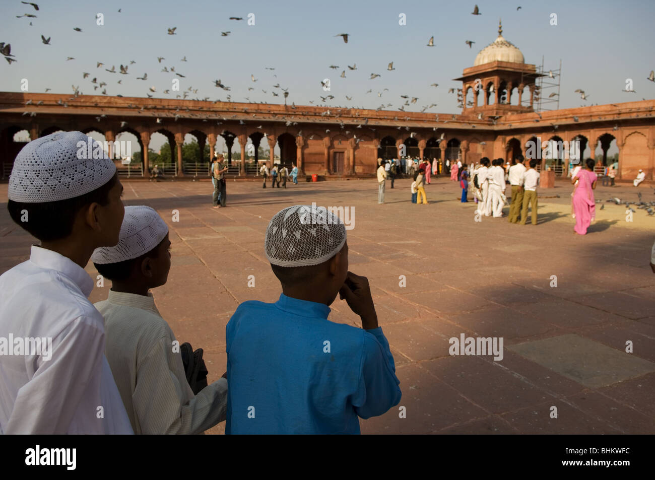 Gebetszeit an einem Freitag, Jama Masjid, Alt-Delhi, Indien Stockfoto