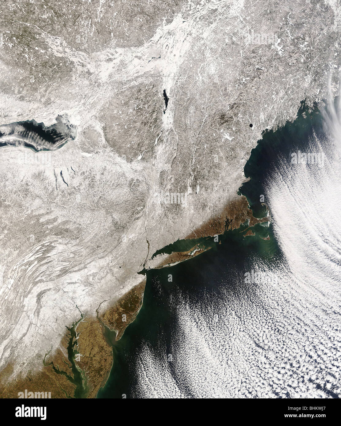 Winter-Schnee-Sturm über den Osten der Vereinigten Staaten als gesehen Form Raum. Stockfoto