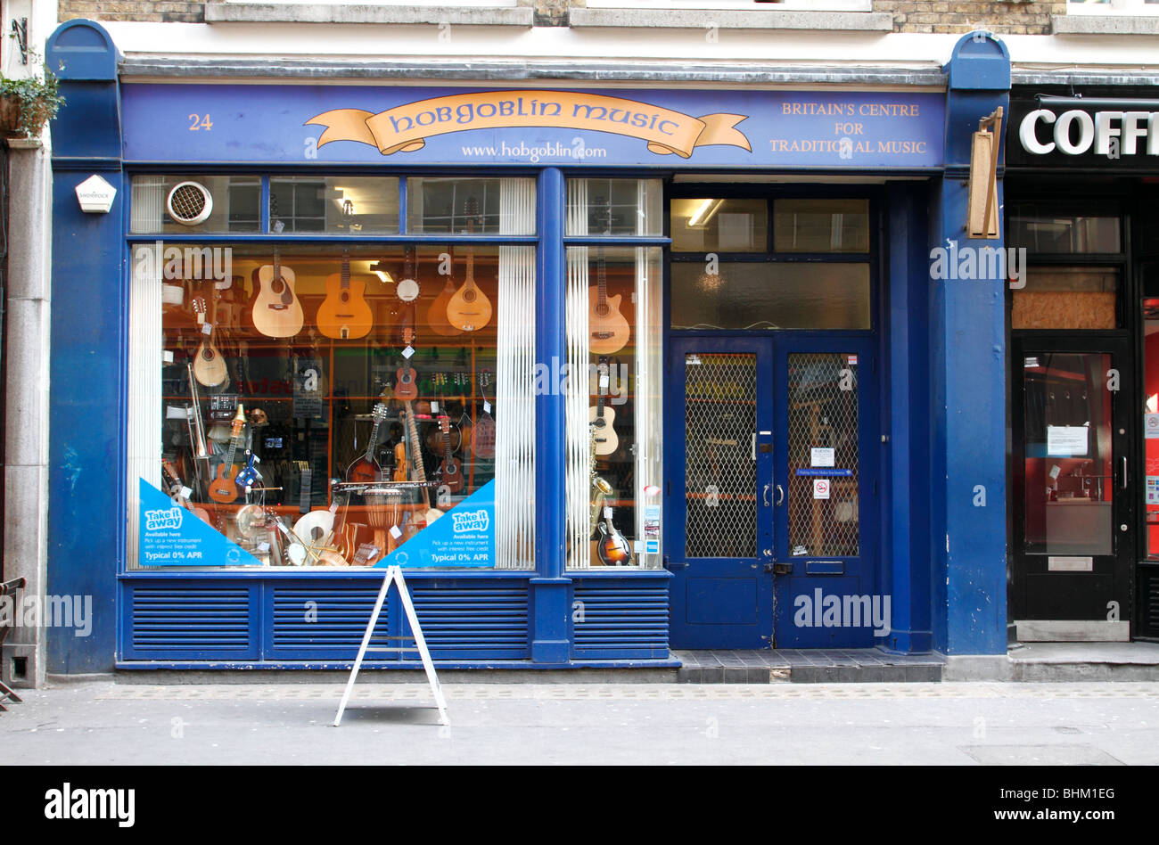 Hobgoblin Musikgeschäft in Bloomsbury in London Stockfoto