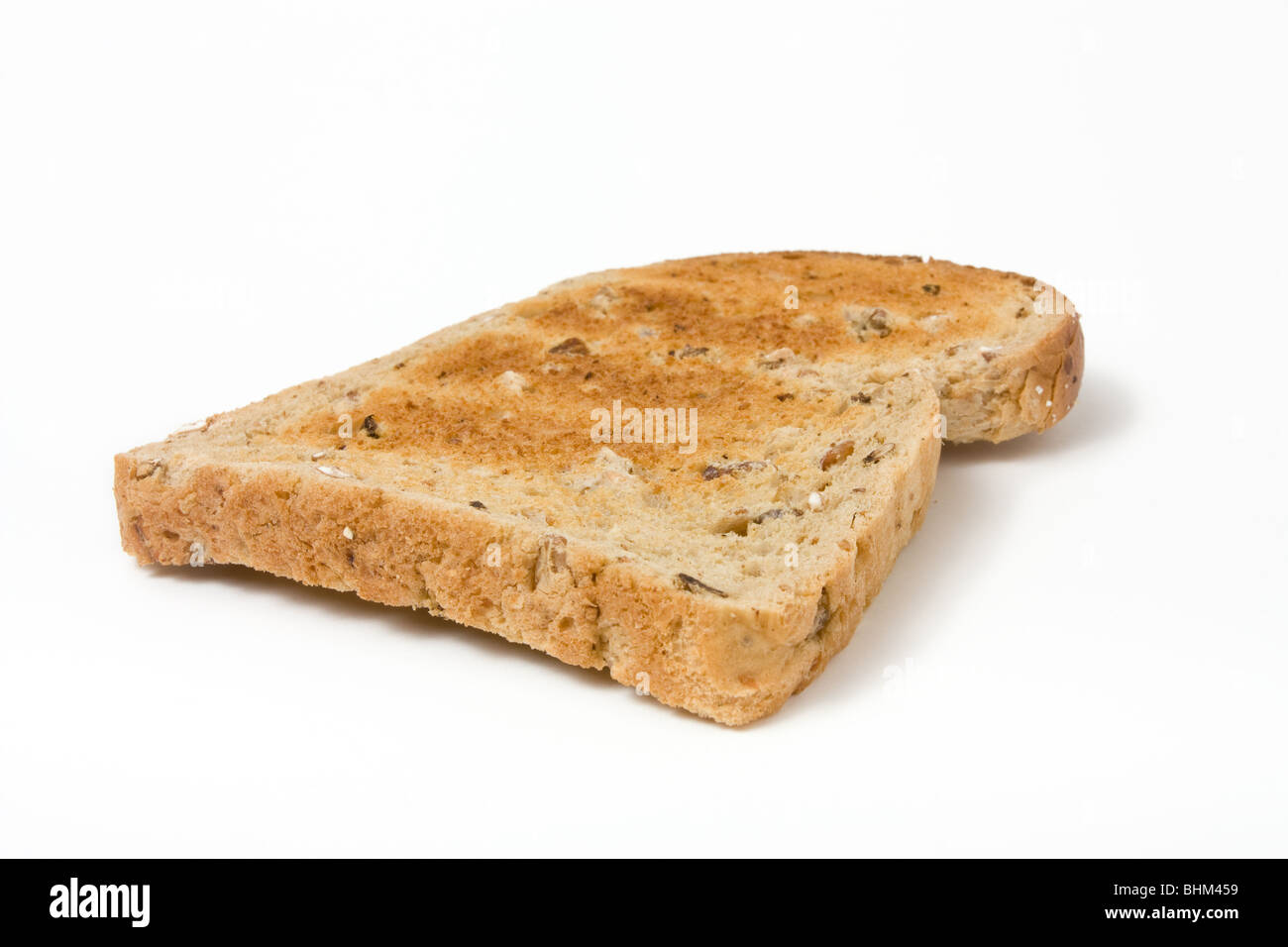 Geröstetes Brot Getreidespeicher aus niedrigen Sicht auf weißen Hintergrund isoliert. Stockfoto