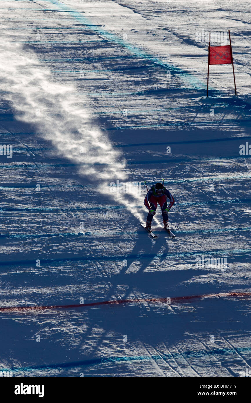 Chemmy Alcott (GBR) im Wettbewerb bei den Olympischen Winterspielen 2010 in die Frauen alpinen Skifahren Super G Stockfoto