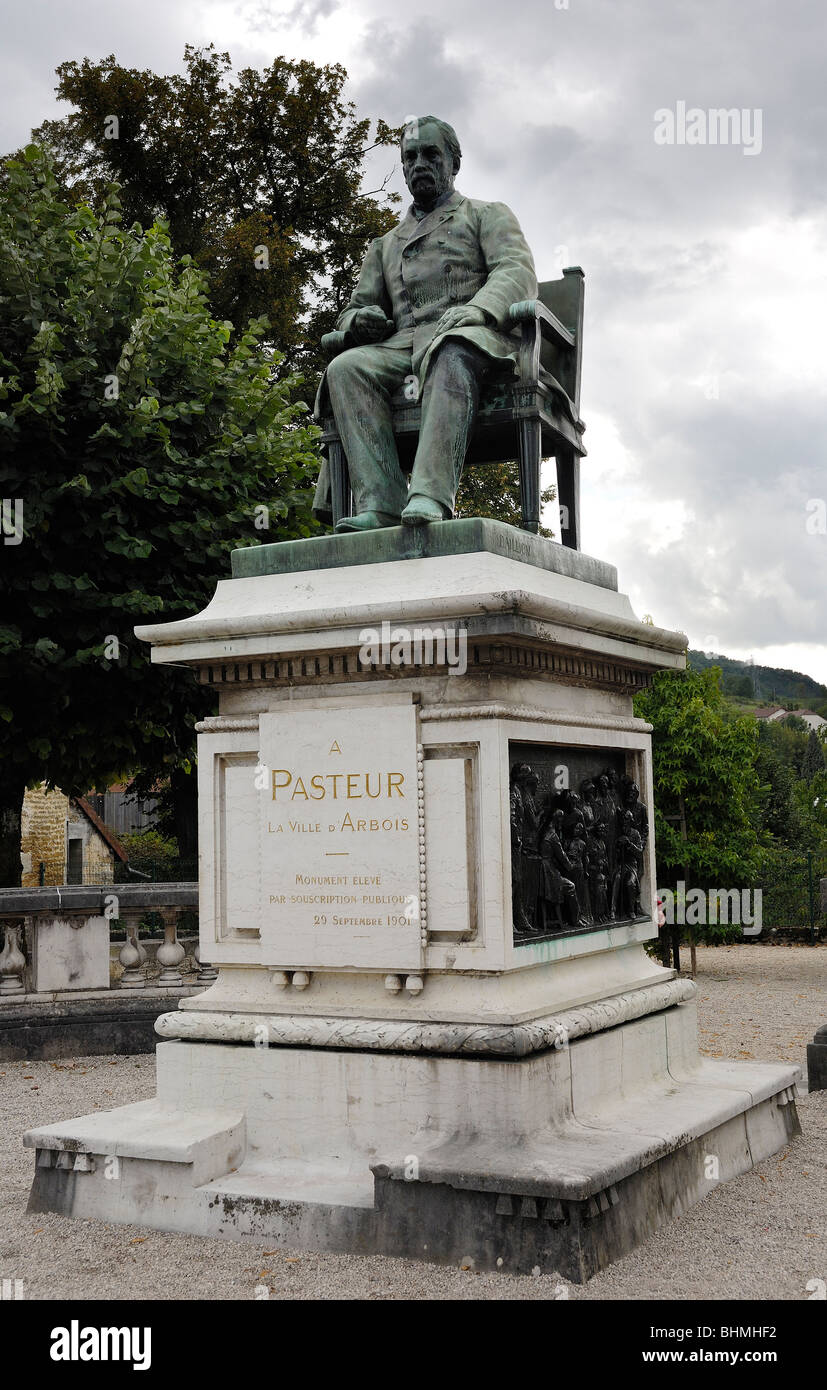 Statue von Louis Pasteur in Arbois im französischen Jura Stockfoto