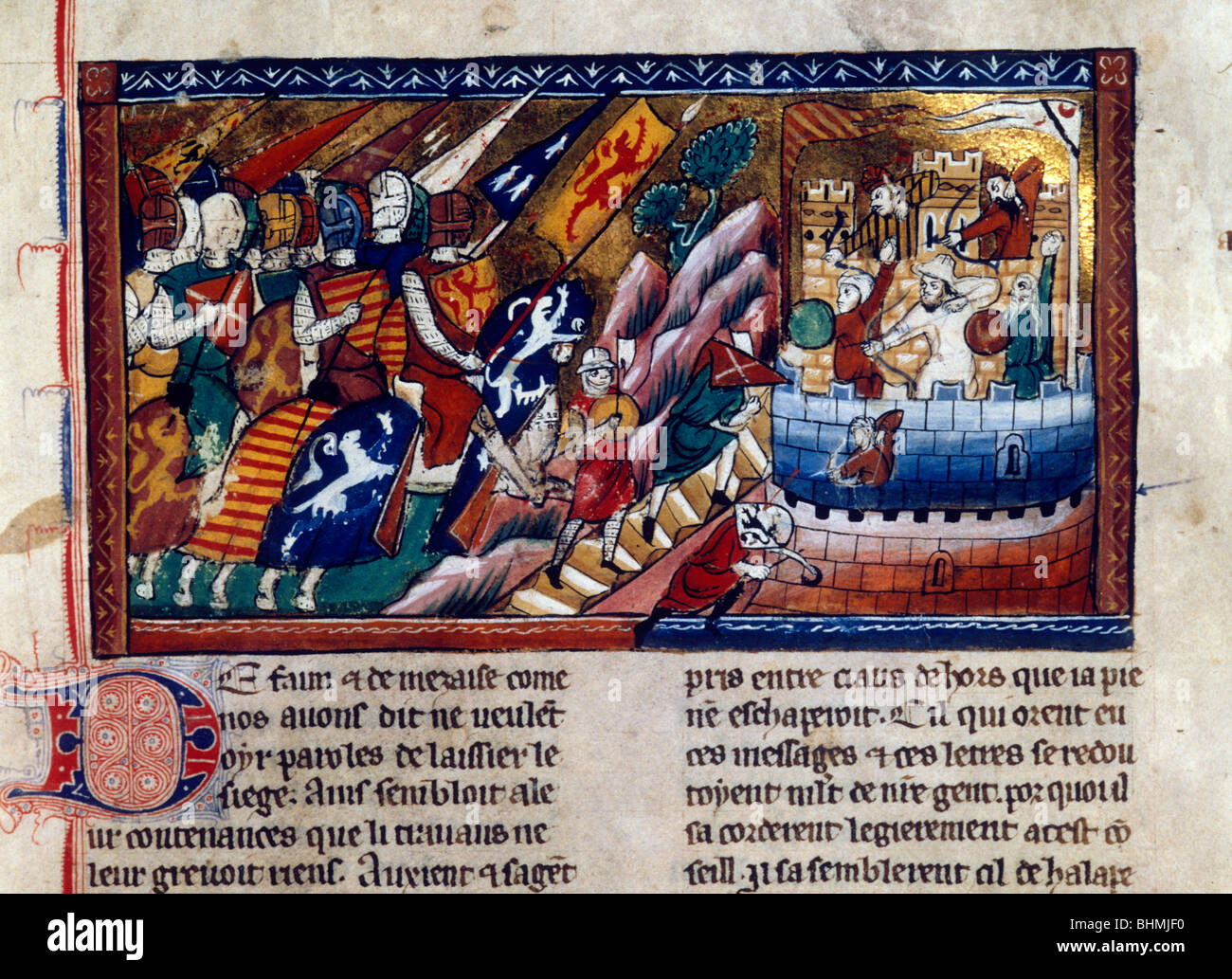 Schlacht von Antiochia 1098 MSS Francais 9084 Folio 53 Bibliotheque Nationale Paris Frankreich Stockfoto
