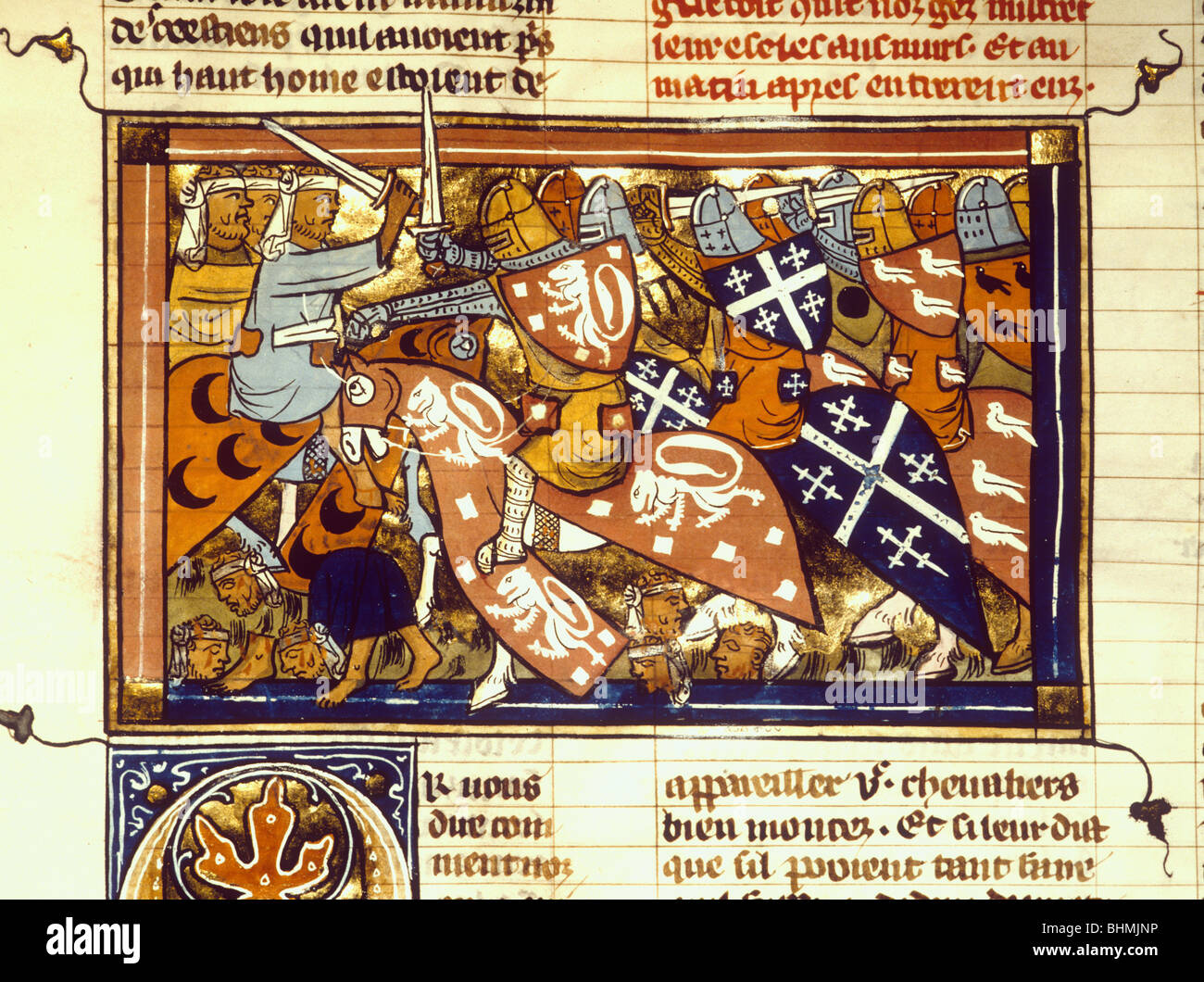 Kreuzfahrer in der Schlacht von Damietta 1218 1219 von Debüt de l ' Histoire d'outre Mer von Guillaume de Tyr Stockfoto