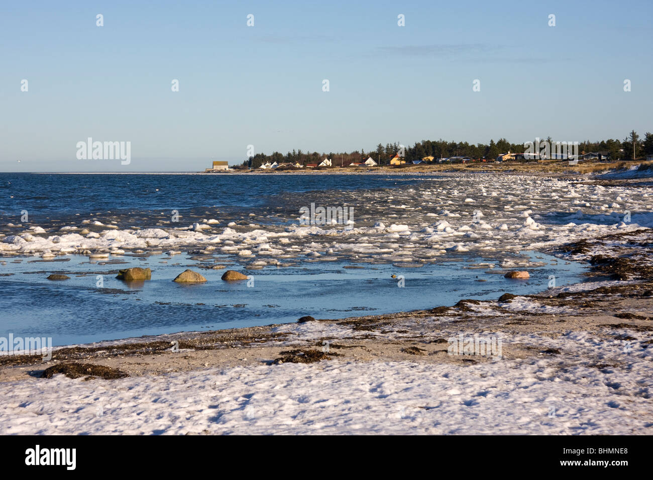 Dänischen Strand im kalten winter Stockfoto