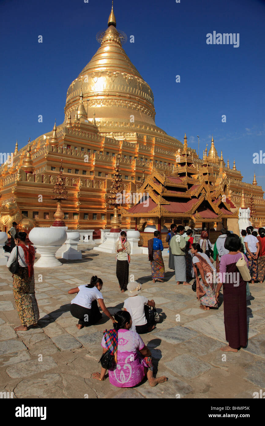 Myanmar, Burma, Bagan, Nyaung U, Shwezigon Pagode, Stockfoto
