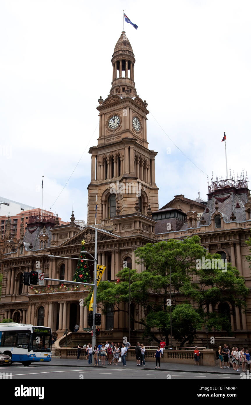 Die Sydney Town Hall befindet sich auf der George Street, Sydney Australien Stockfoto