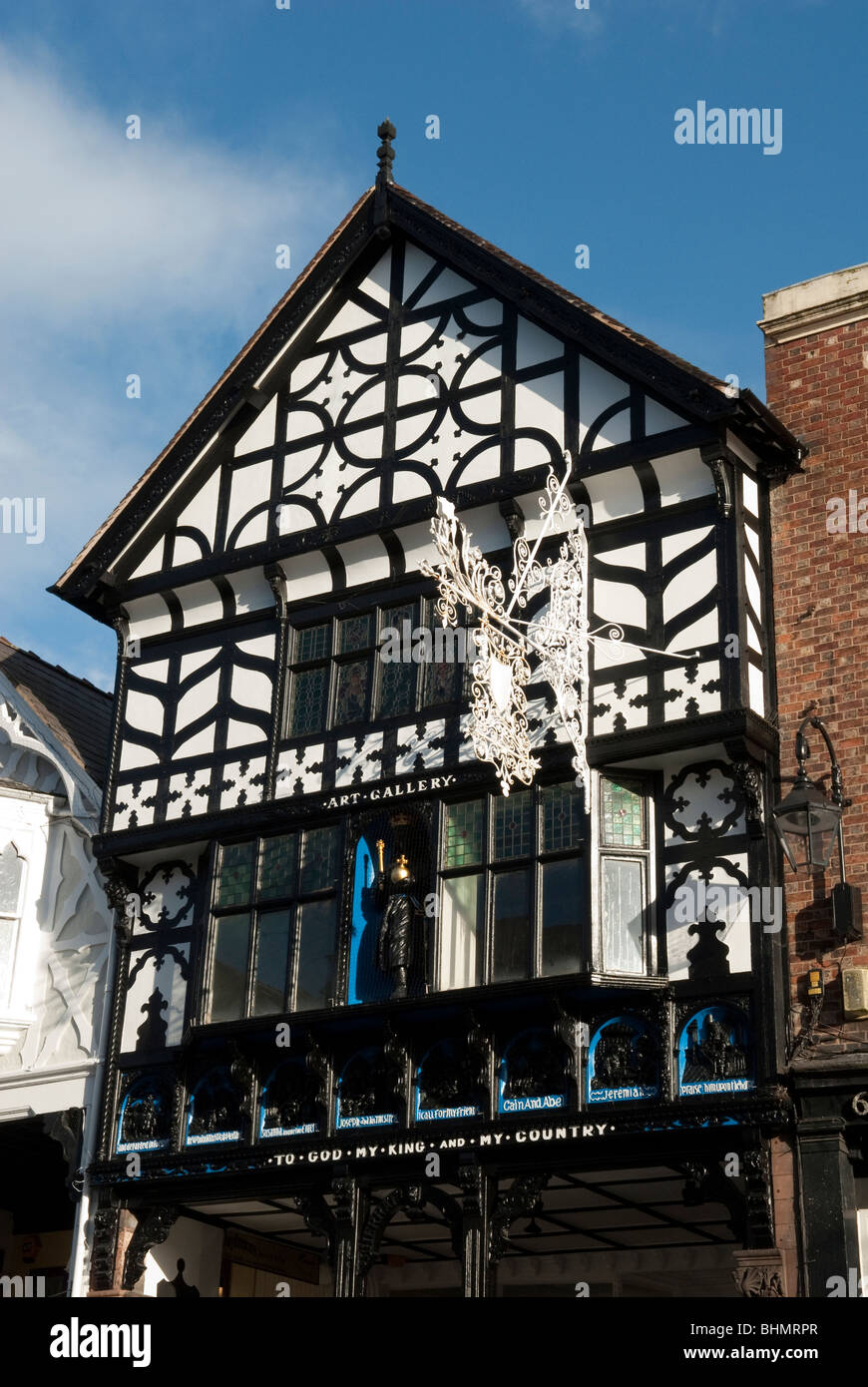 Alte Schwarzweiß Gebäude in Chester UK Stockfoto