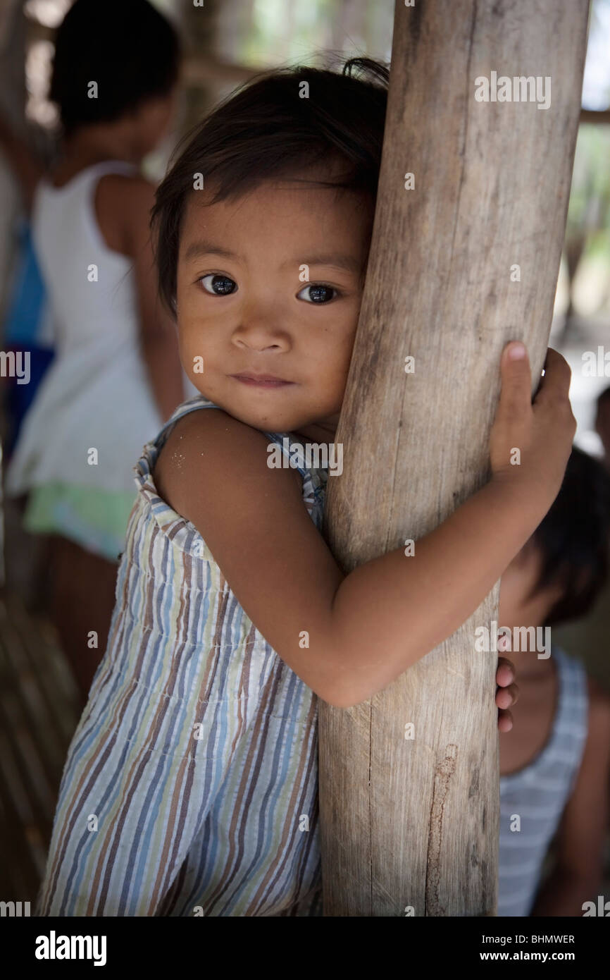 Einheimischen Mädchen; Darocotan Insel; Bacuit Archipels; Palawan; Philippinen. Stockfoto