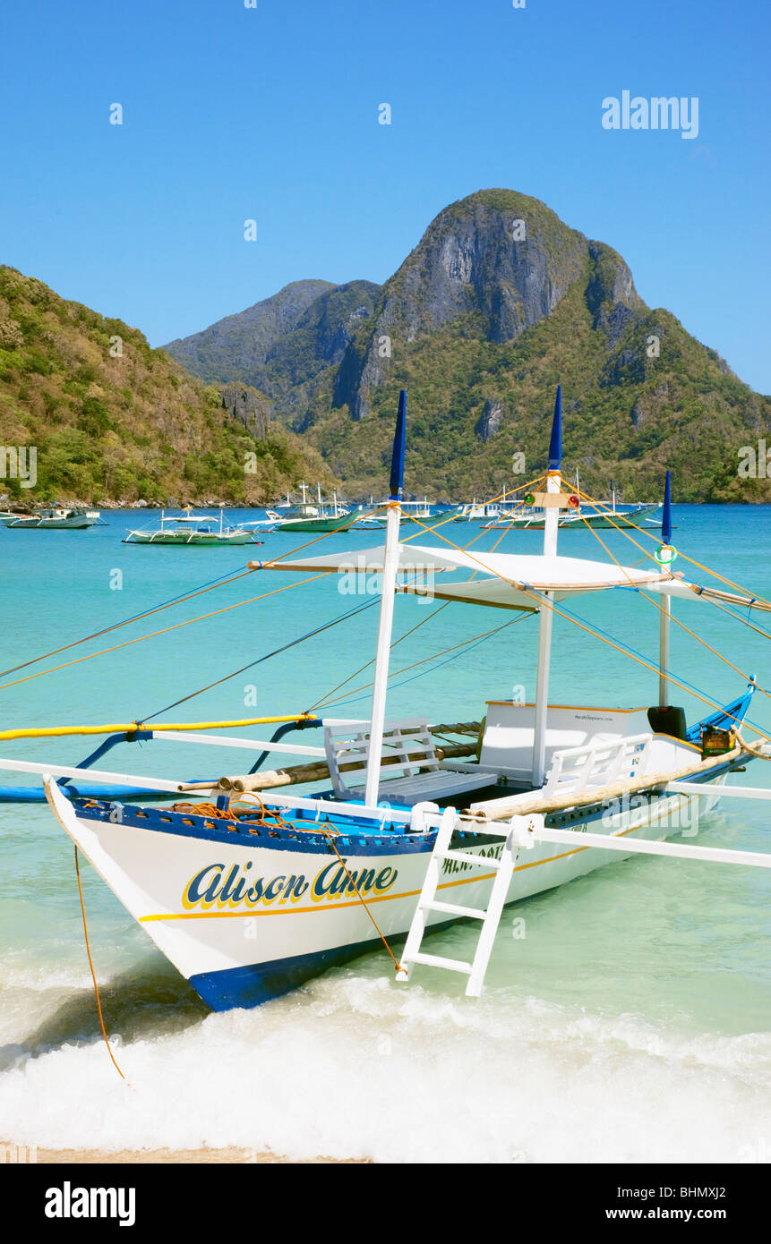 Banca Boot Cadlao Insel; El Nido; Bacuit Bay; Palawan; Philippinen. Stockfoto