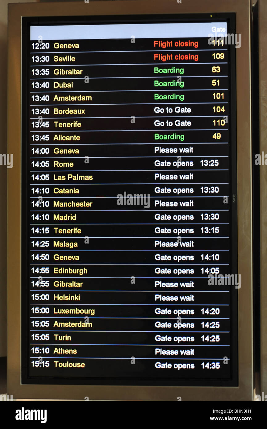 Informationen zum Flug, Ankunft und Abreise Board. Stockfoto
