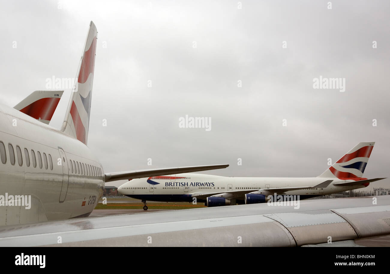 British Airways Flugzeuge auf Heathrow Asphalt Stockfoto